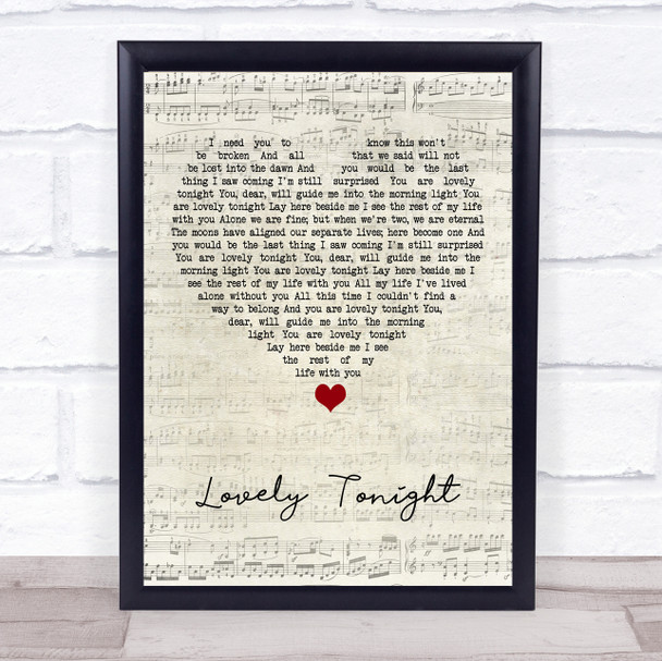 Joshua Radin Lovely tonight Script Heart Song Lyric Print