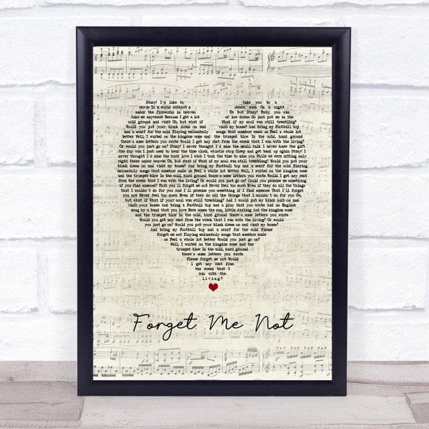 Brian Fallon Forget Me Not Script Heart Song Lyric Print