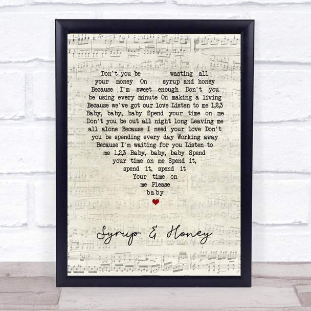 Duffy Syrup & Honey Script Heart Song Lyric Print