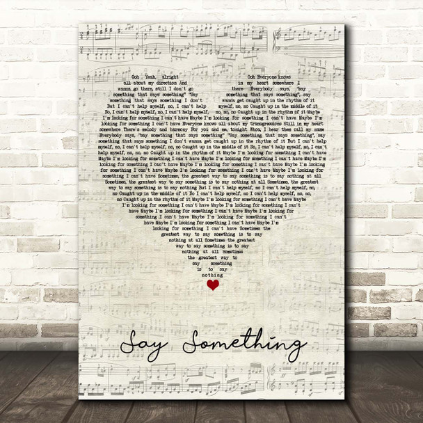 Justin Timberlake Say Something Script Heart Song Lyric Print