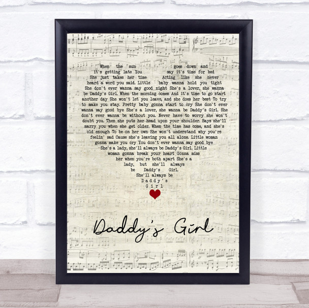 Peter Cetera Daddy's Girl Script Heart Song Lyric Print