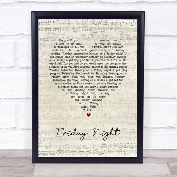 The Darkness Friday Night Script Heart Song Lyric Print