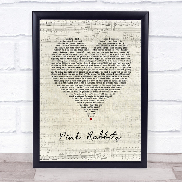 The National Pink Rabbits Script Heart Song Lyric Print