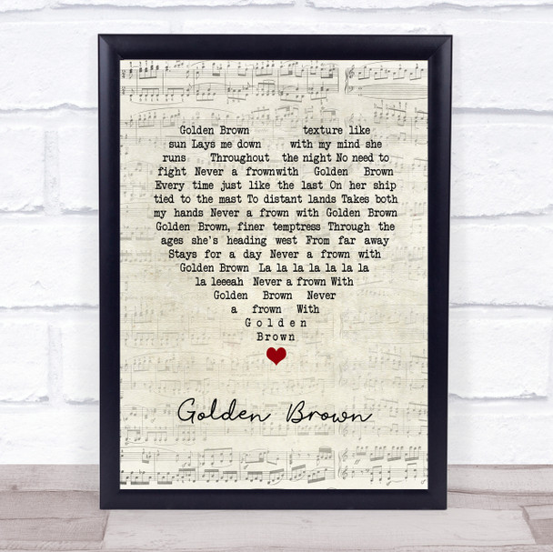 The Stranglers Golden Brown Script Heart Song Lyric Print