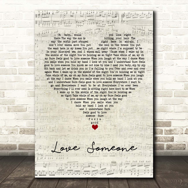 Brett Eldredge Love Someone Script Heart Song Lyric Print