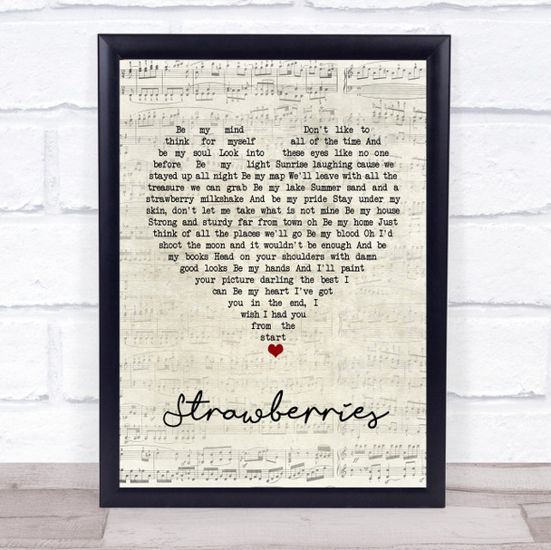 Caamp Strawberries Script Heart Song Lyric Print