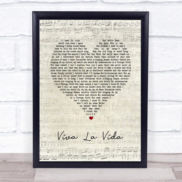 Coldplay Viva La Vida Script Heart Song Lyric Print