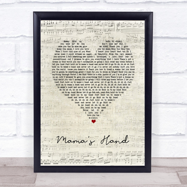 Queen Naija Mama's Hand Script Heart Song Lyric Print