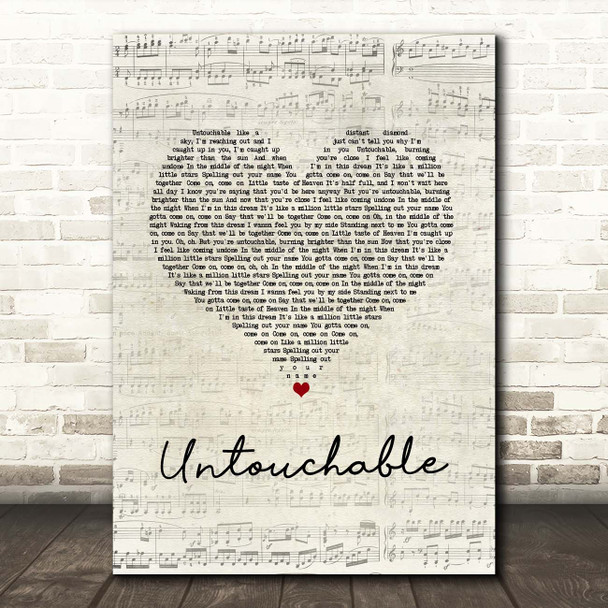 Taylor Swift Untouchable Script Heart Song Lyric Print