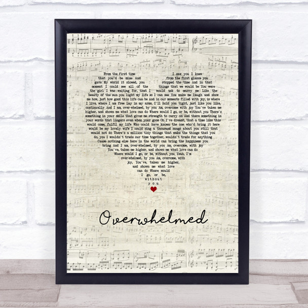 Tim McMorris Overwhelmed Script Heart Song Lyric Print