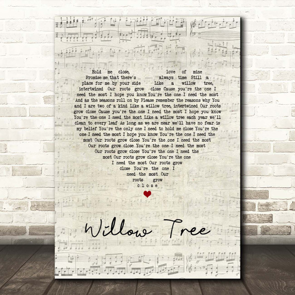 Tom Speight Willow Tree Script Heart Song Lyric Print