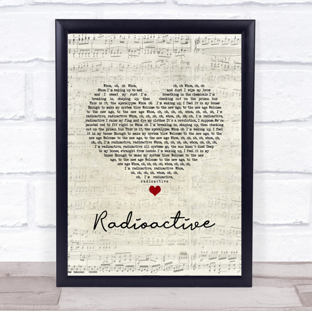 Imagine Dragons Radioactive Script Heart Song Lyric Print