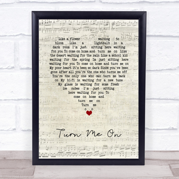 Norah Jones Turn Me On Script Heart Song Lyric Print