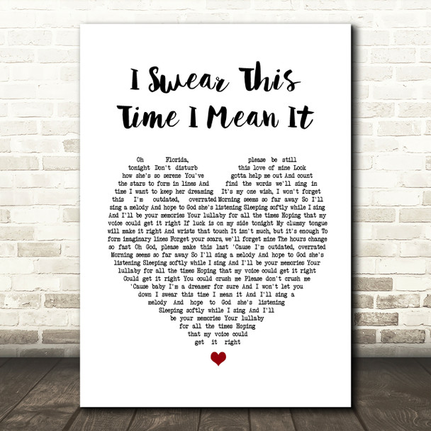 Mayday Parade I Swear This Time I Mean It Heart Song Lyric Quote Print