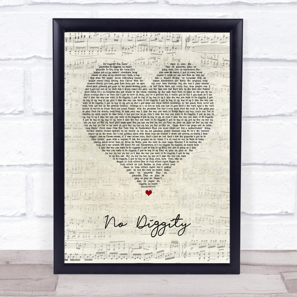 Blackstreet No Diggity Script Heart Song Lyric Print