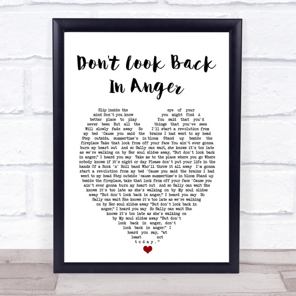 Don't Look Back In Anger Oasis Heart Quote Song Lyric Print