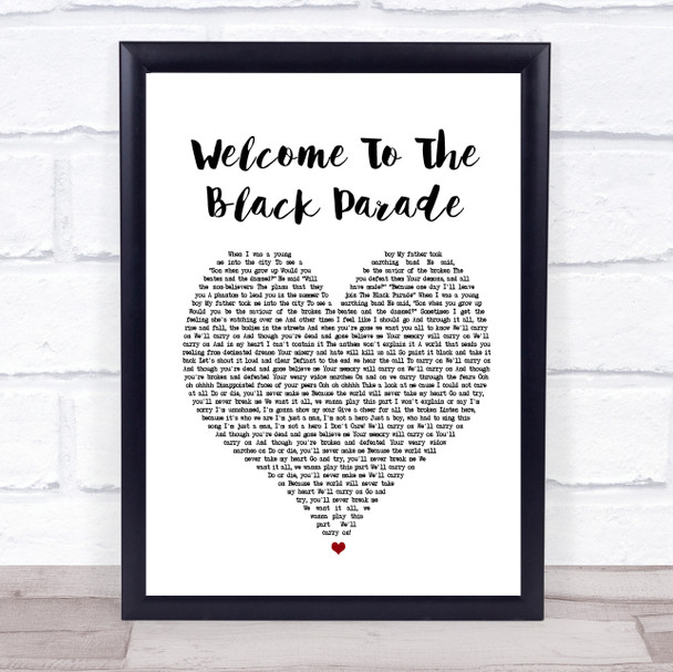 My Chemical Romance Welcome To The Black Parade Heart Song Lyric Quote Print