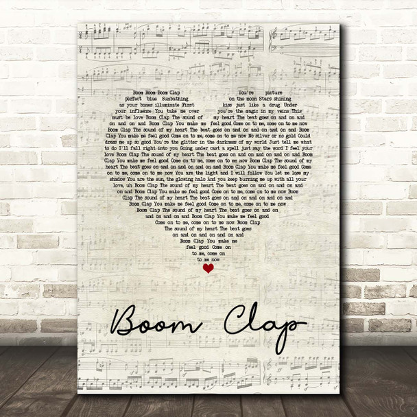 Charli XCX Boom Clap Script Heart Song Lyric Print