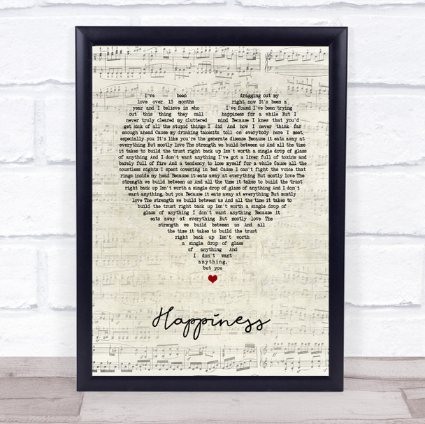 Deaf Havana Happiness Script Heart Song Lyric Print