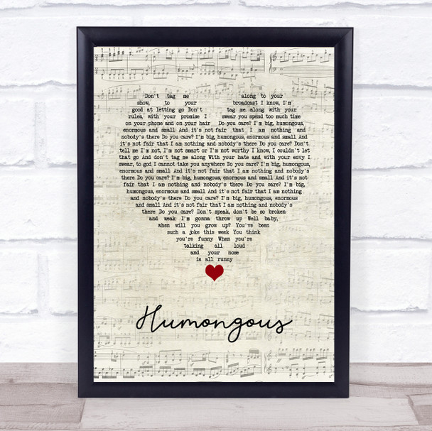 Declan McKenna Humongous Script Heart Song Lyric Print