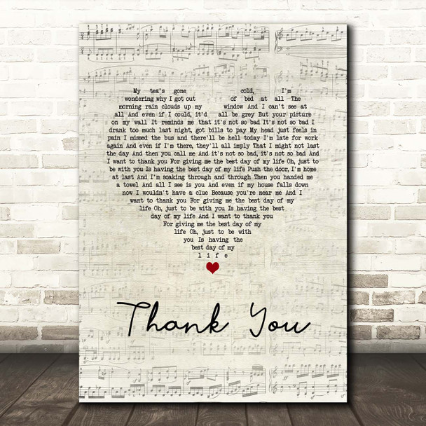 Dido Thank You Script Heart Song Lyric Print