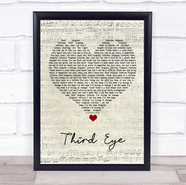 Florence + The Machine Third Eye Script Heart Song Lyric Print