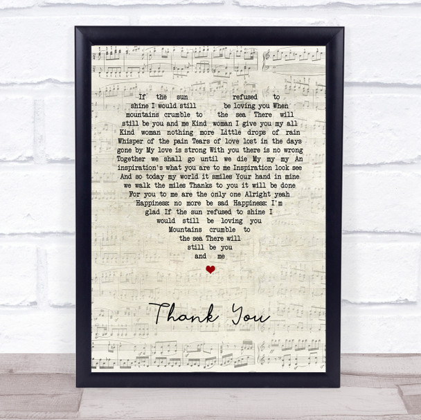 Led Zeppelin Thank You Script Heart Song Lyric Print