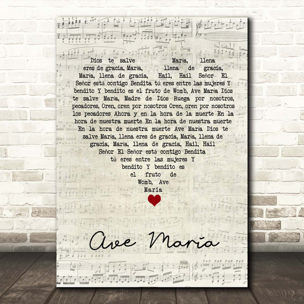 Marian Anderson Ave Maria Script Heart Song Lyric Print