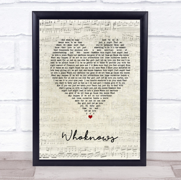 Musiq Soulchild Whoknows Script Heart Song Lyric Print