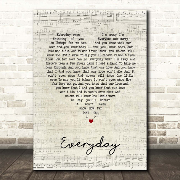 Slade Everyday Script Heart Song Lyric Print