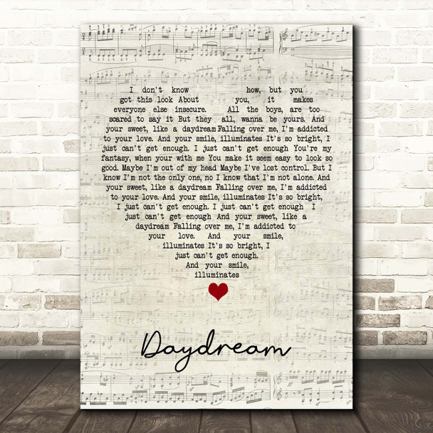 Benji Matthews Daydream Script Heart Song Lyric Print