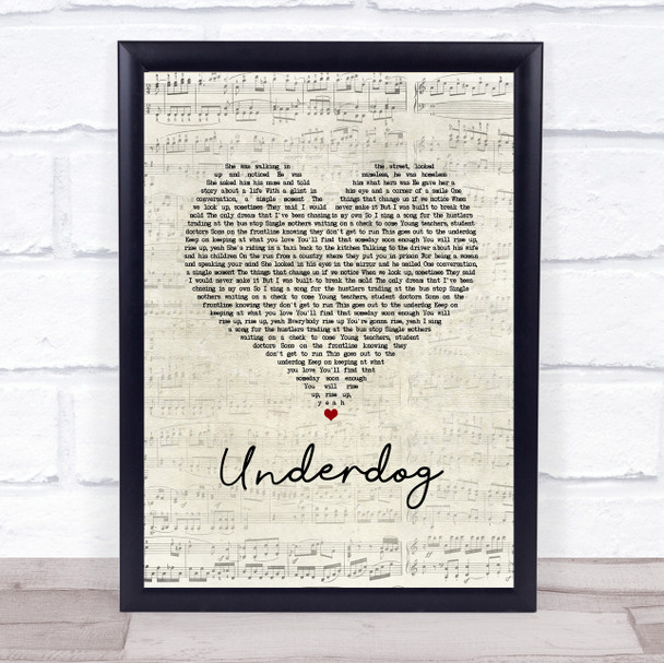 Alicia Keys Underdog Script Heart Song Lyric Print