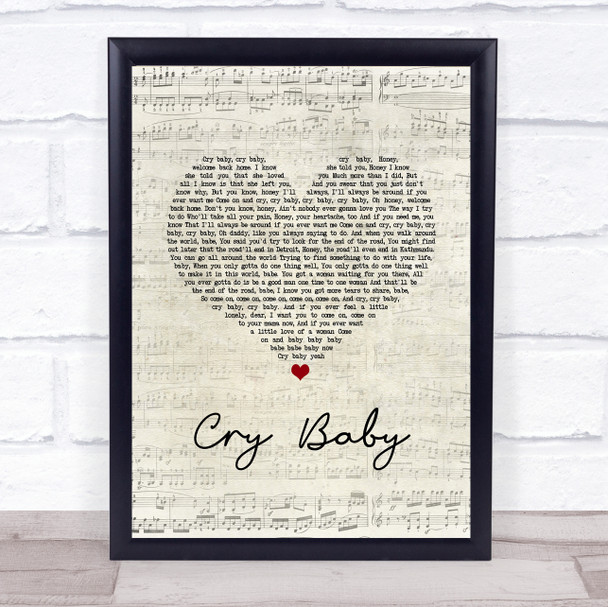 Janis Joplin Cry Baby Script Heart Song Lyric Print