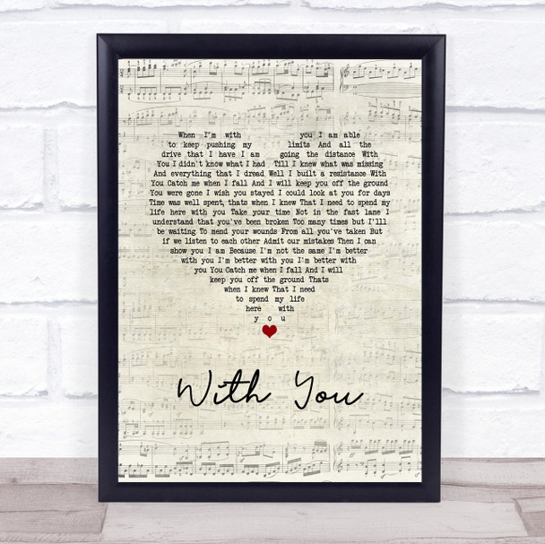 Marin Hoxha With You Script Heart Song Lyric Print