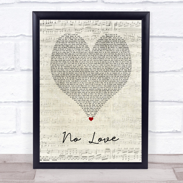 Eminem No Love Script Heart Song Lyric Print