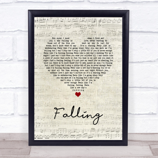 Gabrielle Falling Script Heart Song Lyric Print