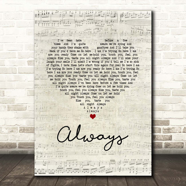 Blink-182 Always Script Heart Song Lyric Print