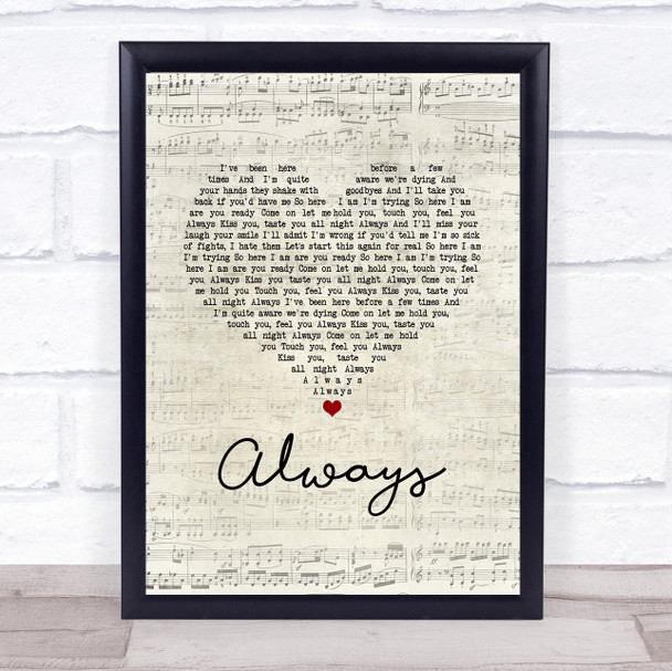 Blink-182 Always Script Heart Song Lyric Print