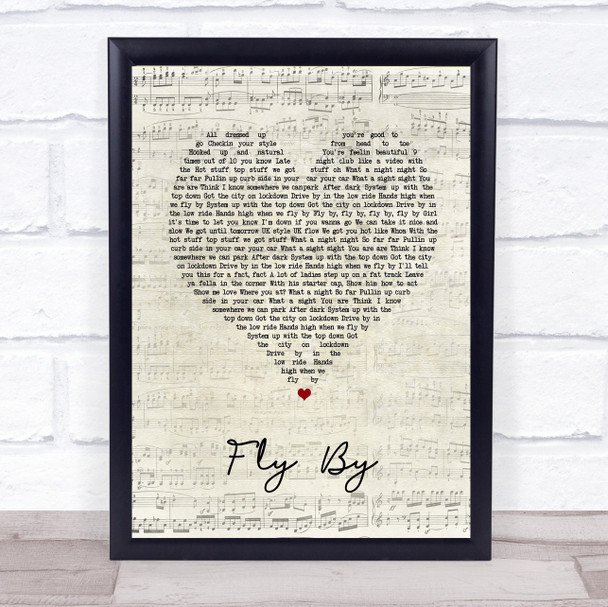 Blue Fly By Script Heart Song Lyric Print