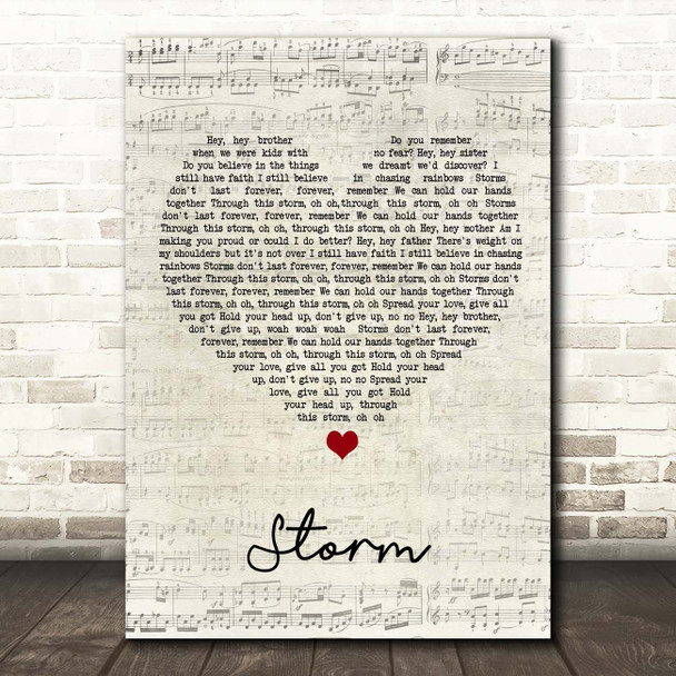 SuRie Storm Script Heart Song Lyric Print