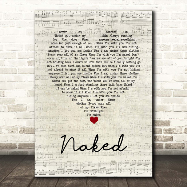 The Shires Naked Script Heart Song Lyric Print