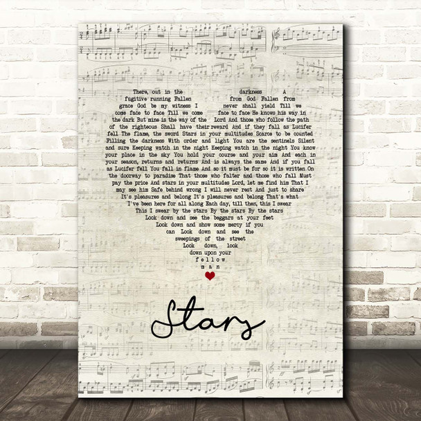 Collabro Stars Script Heart Song Lyric Print