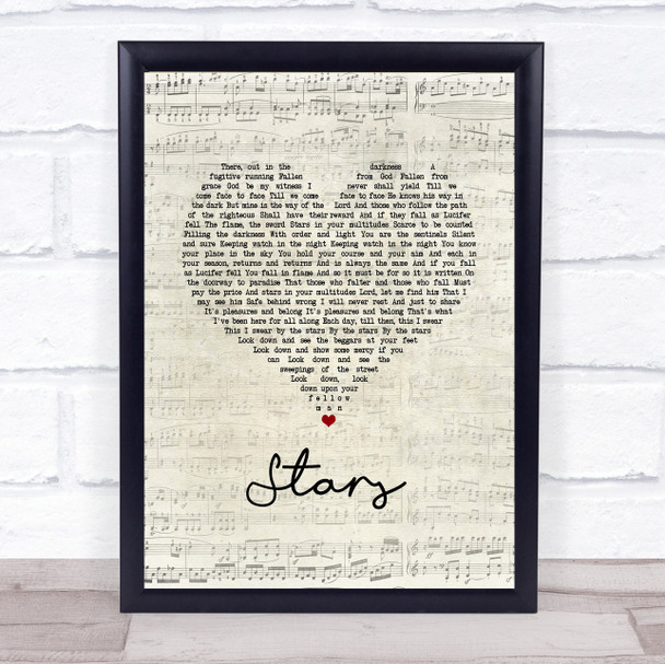 Collabro Stars Script Heart Song Lyric Print