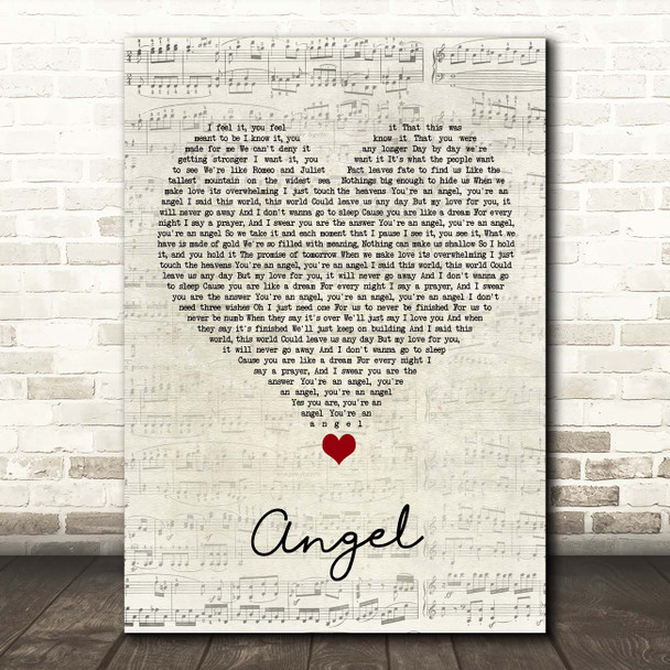 Leona Lewis Angel Script Heart Song Lyric Print
