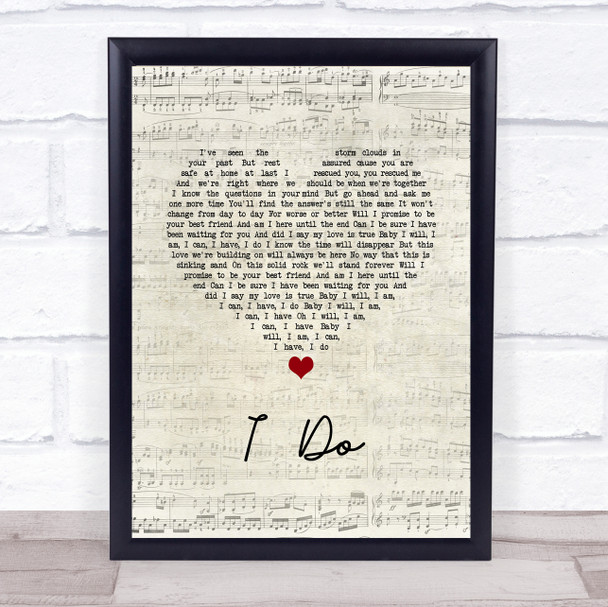 Paul Brandt I Do Script Heart Song Lyric Print