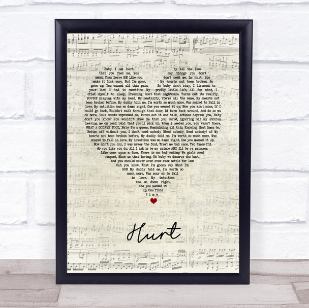 Simra Jasmine Hurt Script Heart Song Lyric Print