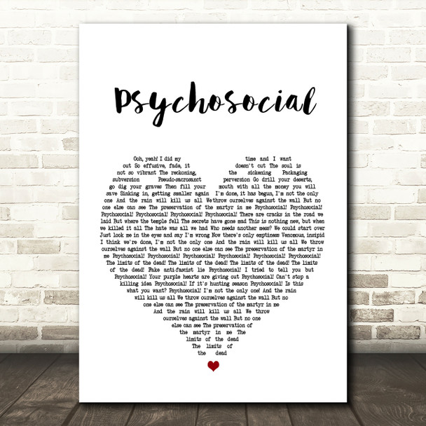 Slipknot Psychosocial Heart Song Lyric Quote Print