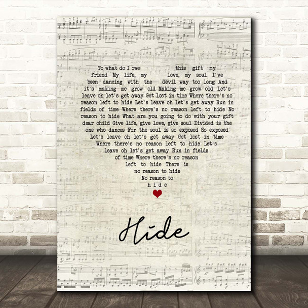 Creed Hide Script Heart Song Lyric Print