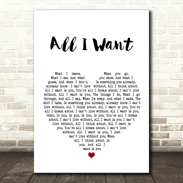Staind All I Want Heart Song Lyric Quote Print