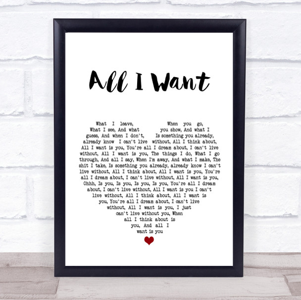 Staind All I Want Heart Song Lyric Quote Print